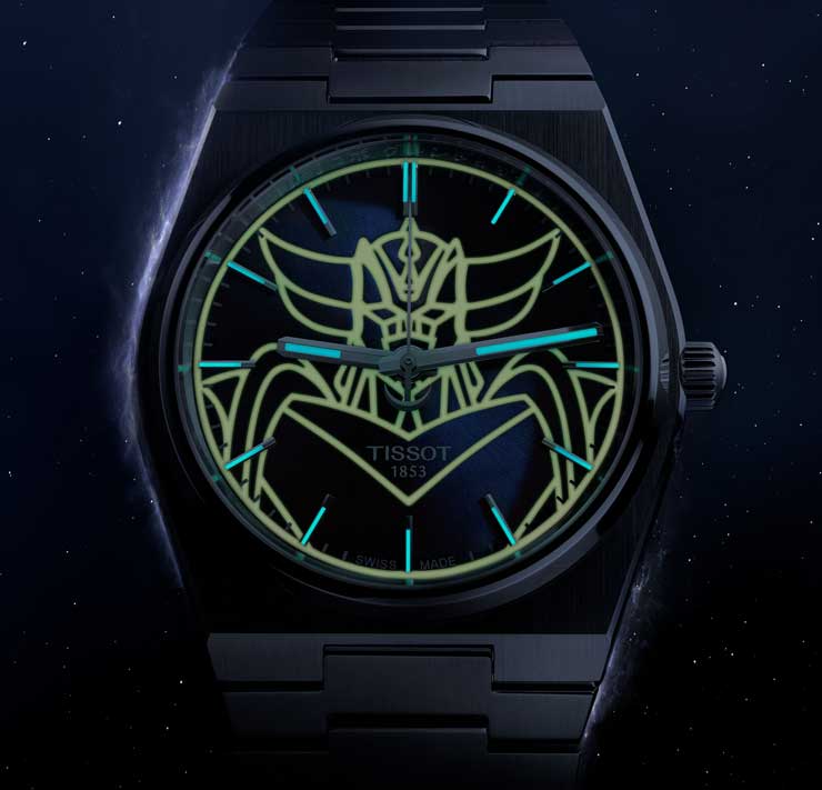 Lumineszierende Tissot PRX UFO Robot Grendizer Sonderedition 