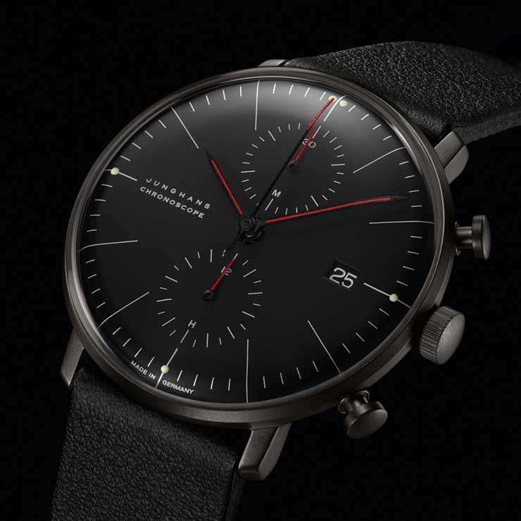 Junghans max bill Chronoscope Bauhaus schwarz